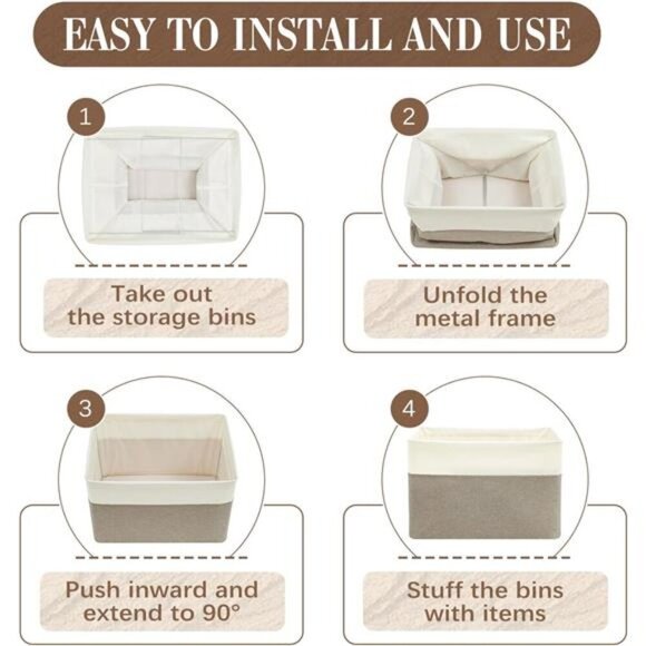 downluxe 3 Pack Collapsible Storage Bins for Shelves, Large Storage Basket with - Picture 6 of 8